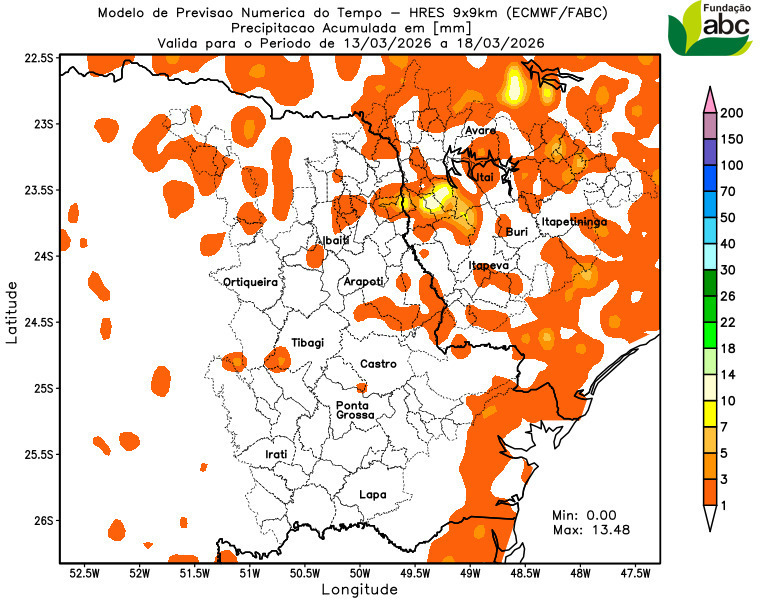 Precipitação acumulada 13 dias